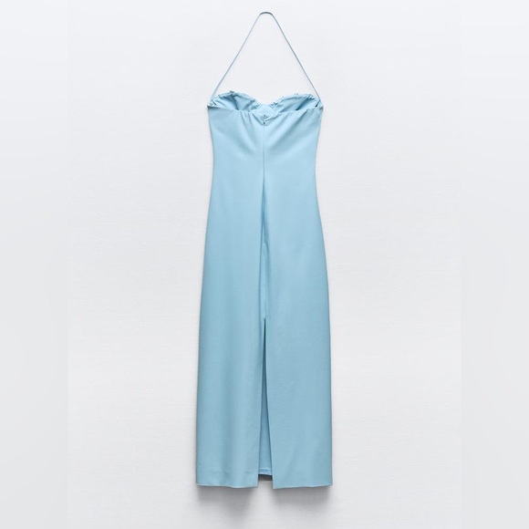 Zara baby blue midi dress with rosettes roses - Picture 5 of 8